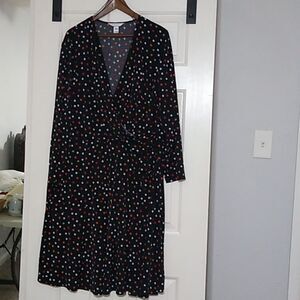London Times Woman Faux Wrap Long Sleeve dress
